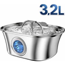 3.2 L Çiftli Paslanmaz Çelik Kedi Köpek Için Otomatik Su Pınarı Su Çeşmesi Su Sebili Sessiz Pompalı