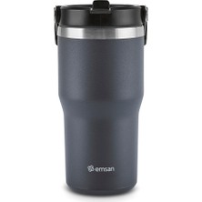 Emsan Star Ice Pipetli Çelik Sızdırmaz Termos Antrasit 550 ml