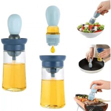 MiraLive Hazneli Silikon Uçlu Cam Yağdanlık Sirke Yağ Yumurta ve Sos Fırçası Asorti