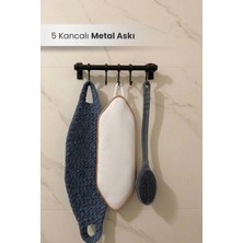 Orvila Siyah Metal Banyo ve Mutfak Askısı 5 Kancalı Askı Demiri 24 cm Çubuk