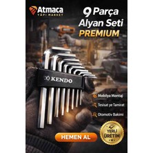Aym Atmaca Yapı Marketi 9 Parça Alyan Seti Kendo Allen Anahtar Takımı 1.5-10 mm Profesyonel Çelik