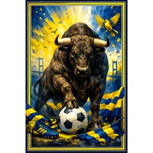 Alpina Home Lavin Sarı Lacivert Boğa ve Kanarya Figürlü Dokuma Taban Kilim Ev ve Çocuk Odası Kilimi