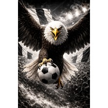 Alpina Home Lavin Siyah Beyaz Kartal Figürlü Dokuma Taban Kilim Ev ve Çocuk Odası Kilimi