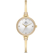 Momentus SS408G-02SG Taşlı Tasarım 5 Atm Suya Dayanıklı Ince Zarif Kordon Altın Renk Kadın Kol Saati