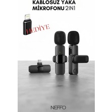 Neffo Type-C Girişli Kablosuz Yaka Mikrofonu Seti – Çift Mikrofonlu, Telefon Uyumlu