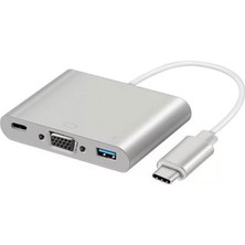 Keepro Type-C - USB 3.0, Vga, Type-C Adaptör Kablosu 3in1 Hub
