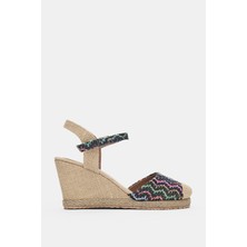 Selin Shoes Alvessa Bilek Ayarlanabilir Toka Yuvarlak Burun Hasır Kadın Topuklu Ayakkabı- Siyah