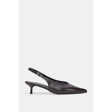 Selin Shoes Lorea Kısa ve Ince Topuk Bilek Ayarlanabilir Toka Kadın Topuklu Ayakkabı- Kahverengi