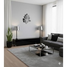 As Tasarım Lazer ÇİÇEK003 Model Duvar Dekorasyon Süs Siyah Renk 50 x 50 cm 12 Parça