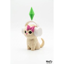 Muffy Stvdio 11 cm Sims Plumbob Kristalli Kulaklıklı Kedi Figürü