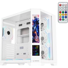 Rampage Nova V2 9.16'' LCD Ekranlı Hub+Kumanda Beyaz 7X12CM Argb Pwm Fan Gaming Oyuncu Kasası