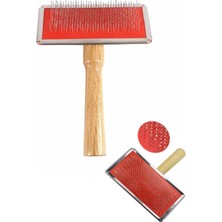 Ahşap Saplı Kedi Köpek Tarağı Fırçası Telli L Boy