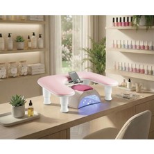 Wien Nail Master Oval U Tipi Telefon Standlı Ergonomik Manikür Sehpası Pembe Manikür Kol Desteği U2P