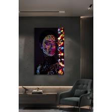 BG Design Neon Işık Efektli Kadın Portresi Lüks Temperli Dekoratif Cam Tablo