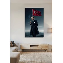 BG Design Lüks Atatürk Ay Yıldız Bayraklı Özel Tasarım Dekoratif Modern Cam Tablo