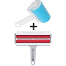 Mavi Yıkanabilir Tüy Alma Rulosu + Yeni Nesil Hazneli Gırgır Tüy Toplayıcı 2'li Set