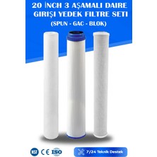 Watermelon Daire Bina Sayaç Girişi 20" Inch 3 Aşama ( 1m Sediment , Gac , Blok ) Yedek Filtre Seti