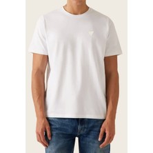 Guess Erkek Jersey Modal Karışımlı Regular Fit T-Shirt - Beyaz