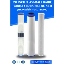 Watermelon Daire Bina Sayaç Girişi 20" Inch 3 Aşama ( Yıkanabilir , Gac , Blok ) Yedek Filtre Seti