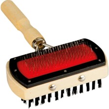 Ahşap Saplı Çift Taraflı Ince Telli Kedi Köpek Tarağı 10*17 cm