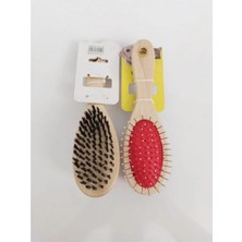 Ahşap Saplı Çift Taraflı Kedi Köpek Tarağı Küçük Boy 18-5cm