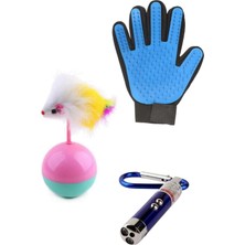 Tüy Toplama Eldiveni + Tüylü Kedi Oyuncağı + Kedi Lazer Oyuncak