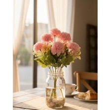 Bakburaya Yapay Çiçekçilik Yapay Kasımpatı Pembe 9 Dallı Aranjmanli Ev Vazo Dekor Süsü