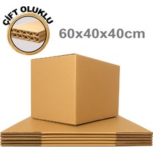 PackMai 60X40X40 Çift Oluk Koli 5 Adet Karton Kutu 7mm Kalın Dayanıklı Taşınma Çeyiz E-Ticaret Depolama