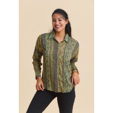 Los Banditos Gömlek Yaka Düğmeli Desenli Etnik Bluz