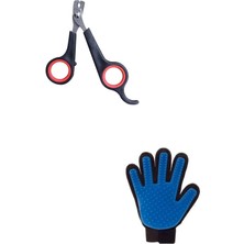 Kedi Köpek Tüy Tarama Fırçası Eldiveni ve Kedi Köpek Tırnak Makası 2li Set