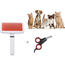 Kedi Köpek Tüy Toplama Fırçası + Tırnak Makası 2li Seti Tüy Tarama Telli Fırça