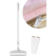  Teleskopik Saplı 24 cm Yapışkanlı Tüy Rulosu Uzayabilen Hav Tüy Toz Toplayıcı Rulo 2 Yedekli