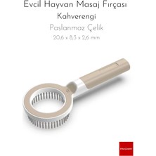 Evcil Hayvan Masaj Fırçası - Kahverengi - Paslanmaz Çelik