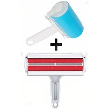 Hazneli Kedi Köpek Tüy Temizleyici Kıl Toz Toplayıcı + Pratik Yıkanabilir Tüy Alma Rulosu 2'li Set