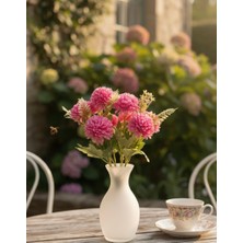 Bakburaya Yapay Çiçekçilik Yapay Kasımpatı Koyu Pembe 9 Dallı Aranjmanli Ev Vazo Dekor Süsü