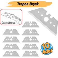 Badem10 (10 Adet) Trapez Maket Bıçağı Yedek Ucu Bıçaklar Pah Alçıpan Halı Kilim Paspas Kesme Çok Amaçlı