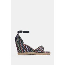 Selin Shoes Varelle Bilek Ayarlanabilir Toka ve Ön Bant Detay Hasır Kadın Topuklu Ayakkabı- Siyah