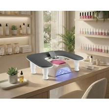 Wien Nail Master Oval U Tipi Telefon Standlı Ergonomik Manikür Sehpası Siyah Manikür Kol Desteği U2B