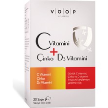 Voop C Vitamini + Çinko & D3 Vitamini | Günlük Vitamin Takviyesi - 20 Toz Saşe