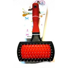 Kedi Köpek Kırmızı Saplı Boncuklu Çift Taraflı Tarak