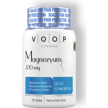 Voop Magnezyum Tableti 30 Adet 200 mg Malat Sitrat Bisglisinat ve C Vitamini İçeren Yerli Üretim