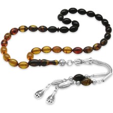 Tesbihname Kararmaz Metal Su Damlası Püsküllü Arpa Kesim Bilek Boy Süzme Bala-Siyah Ateş Kehribar Tesbih