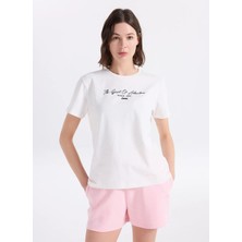 Jeep Kırık Beyaz Kadın Relaxed Baskılı T-Shirt J6SL-TST7177