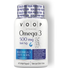 Voop Omega 3 Balık Yağı 500 Mg 60 Kapsül Yüksek EPA & DHA İçerikli Yetişkinler İçin