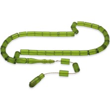 Tesbihname Sistemli Her Bir Tanesi Usta Işçilikli Kesme Kesim Yeşil Ateş Kehribar Tesbih