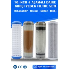 Watermelon Daire Bina Sayaç Girişi 10" Inch 4 Aşama ( Yıkanabilir , Silifoz , Reçine , Blok ) Yedek Filtre Seti