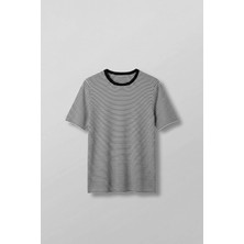 Abluka Online Erkek Regular Fit Çizgili Basic T-Shirt Ekru