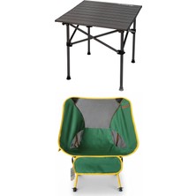 Kılıçaslan Camp Madfox Surface Küçük Boy Katlanır Kamp Masası +1 Adet Foldmesh Katlanır Sandalye Savanna Lime