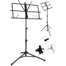 CHESTER Profesyonel Katlanabilir Nota Sehpası Ayarlanabilir Metal Müzik Standı Şef Kürsüsü Siyah