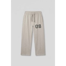 Abluka Online Erkek Baggy Fit Vintage Yıkamalı 08 Baskılı Eşofman Altı Gri